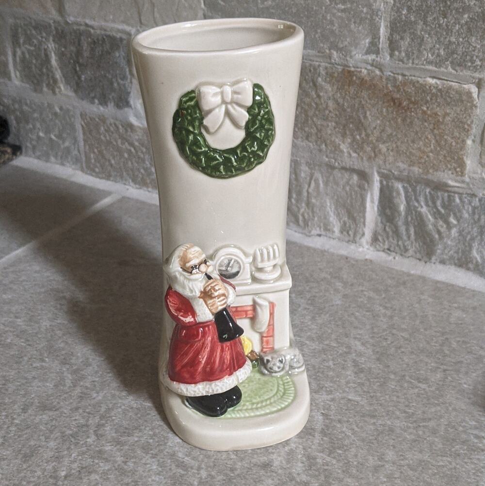 Gibson Japan Santa 5" Vase Christmas Greeting Cards